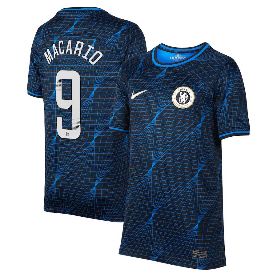 Chelsea FC chelsea wsl nike away stadium shirt 2023-24 – kids with macario 9 printing Jerseys - Official Football Shirts UK