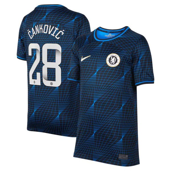 Chelsea FC chelsea wsl nike away stadium shirt 2023-24 – kids with cankovic 28 printing Jerseys - Official Football Shirts UK