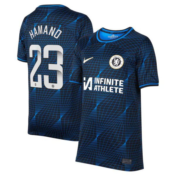 Chelsea FC chelsea wsl nike away stadium sponsored shirt 2023-24 – kids with hamano 23 printing Jerseys - Official Football Shirts UK