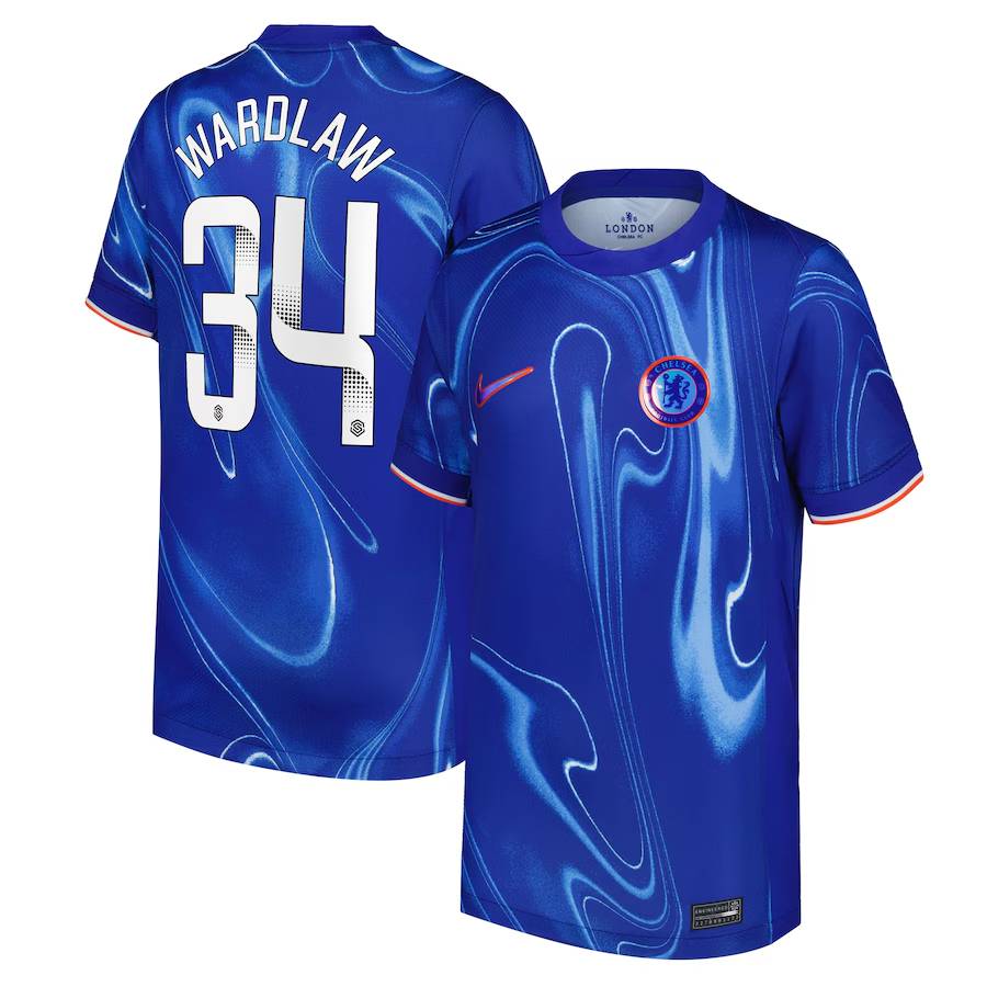 Chelsea FC chelsea wsl nike home stadium shirt 2024-25 – kids with wardlaw 34 printing Jerseys - Official Football Shirts UK