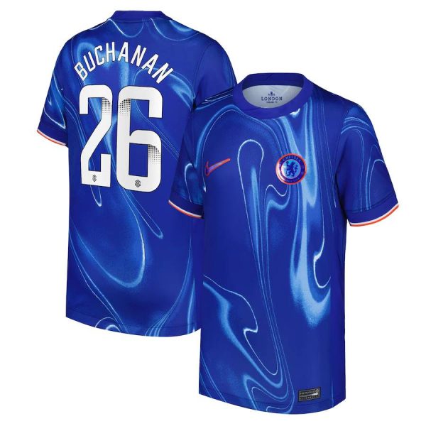 Chelsea FC chelsea wsl nike home stadium shirt 2024-25 – kids with buchanan 26 printing Jerseys - Official Football Shirts UK