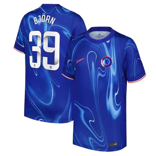 Chelsea FC chelsea wsl nike home stadium shirt 2024-25 – kids with björn 39 printing Jerseys - Official Football Shirts UK