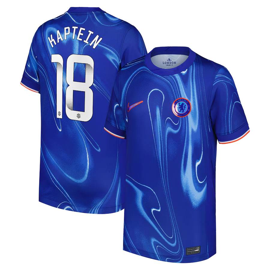 Chelsea FC chelsea wsl nike home stadium shirt 2024-25 – kids with kaptein 18 printing Jerseys - Official Football Shirts UK