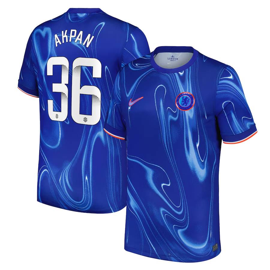 Chelsea FC chelsea wsl nike home stadium shirt 2024-25 with akpan 36 printing Jerseys - Official Football Shirts UK