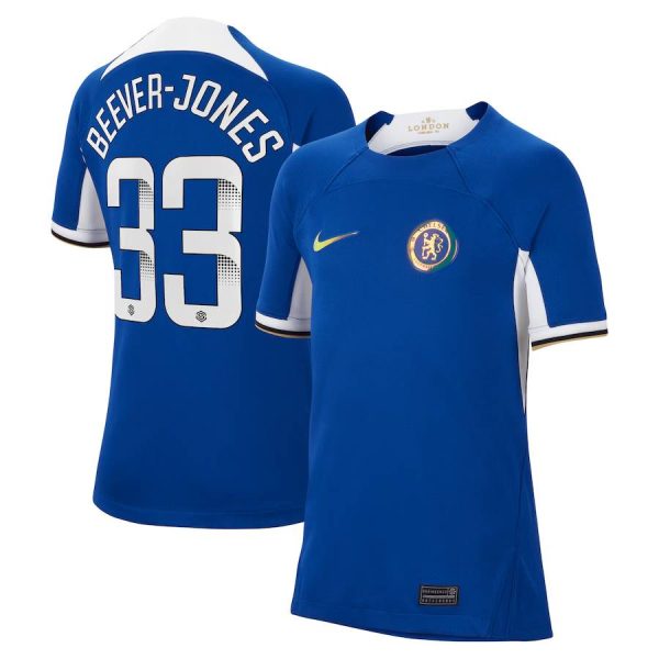 Chelsea FC chelsea wsl nike home stadium shirt 2023-24 – kids – with beever-jones 33 printing Jerseys - Official Football Shirts UK