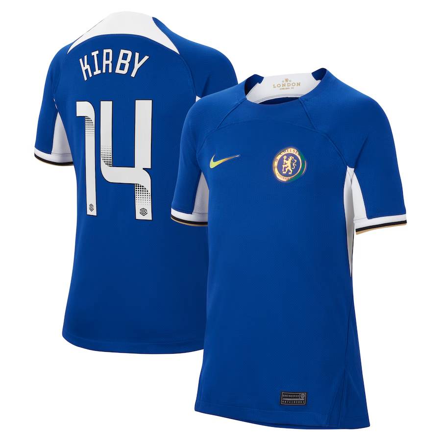 Chelsea FC chelsea wsl nike home stadium shirt 2023-24 – kids with kirby 14 printing Jerseys - Official Football Shirts UK