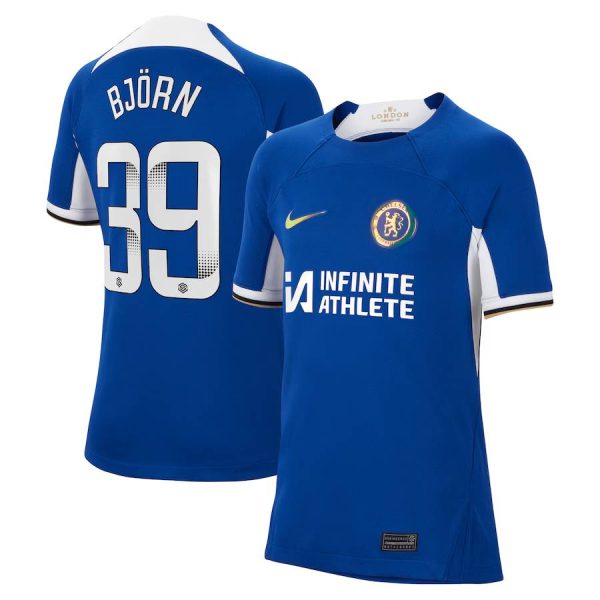 Chelsea FC chelsea wsl nike home stadium sponsored shirt 2023-24 – kids with björn 39 printing Jerseys - Official Football Shirts UK