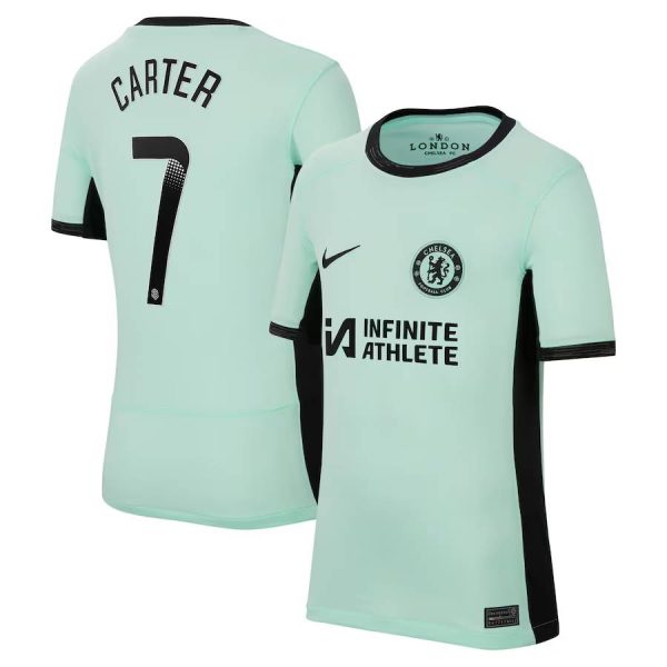 Chelsea FC chelsea wsl nike third stadium sponsored shirt 2023-24 – kids with carter 7 printing Jerseys - Official Football Shirts UK