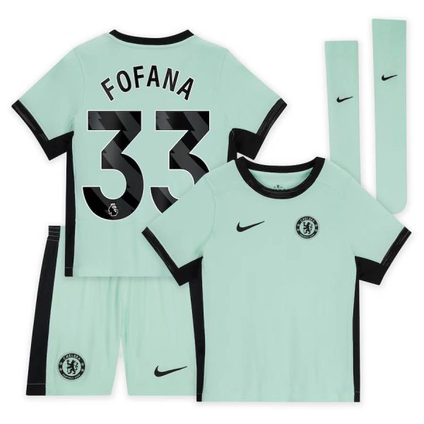 Chelsea FC chelsea nike third stadium kit 2023-24 – little kids with fofana 33 printing Jerseys - Official Football Shirts UK